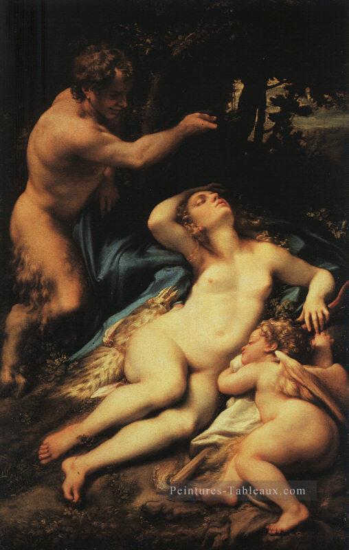 Vénus et Cupidon avec un satyre Renaissance maniérisme Antonio da Correggio Peintures à l'huile